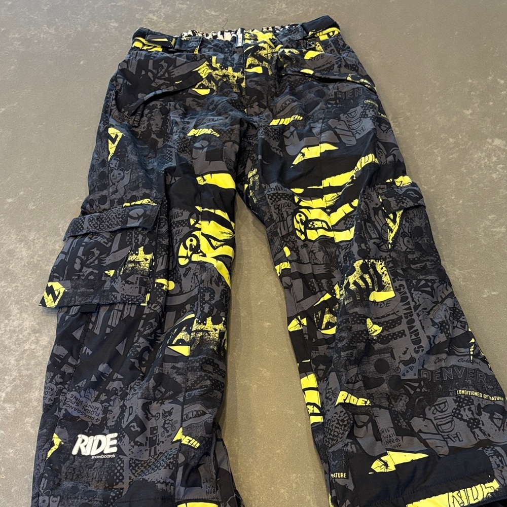 Ride Kids Graphic Snowsports Pants - Black and Yellow
